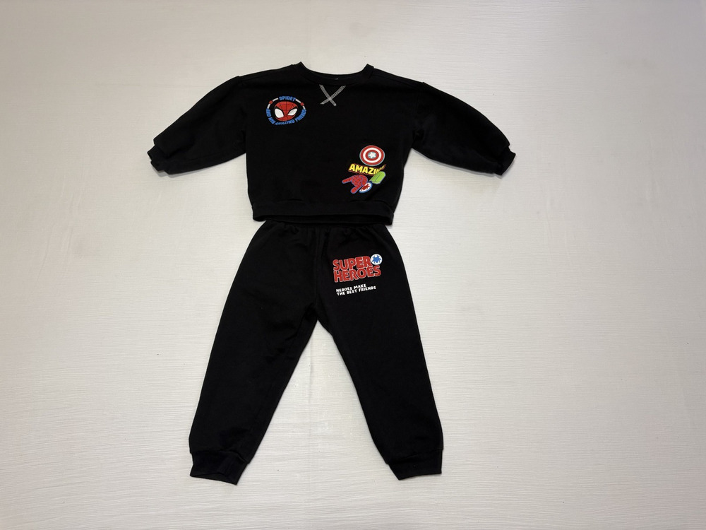 2PC Toddler Baby Boys Spider-Man Outfit Top+Pants Kids Clothes Set